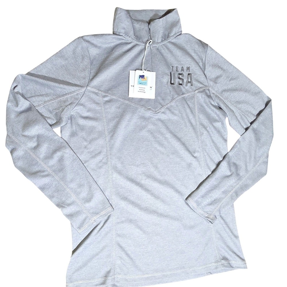 NEW NWT Team USA Tri Mountain Performance Quarter Zip ultra cool Pullover Gray S